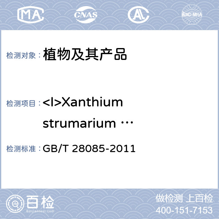 <I>Xanthium strumarium </I>var. canadense GB/T 28085-2011 苍耳(属)(非中国种)检疫鉴定方法