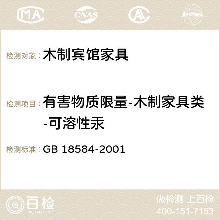 有害物质限量-木制家具类-可溶性汞 室内装饰装修材料 木家具中有害物质限量 GB 18584-2001 5.2