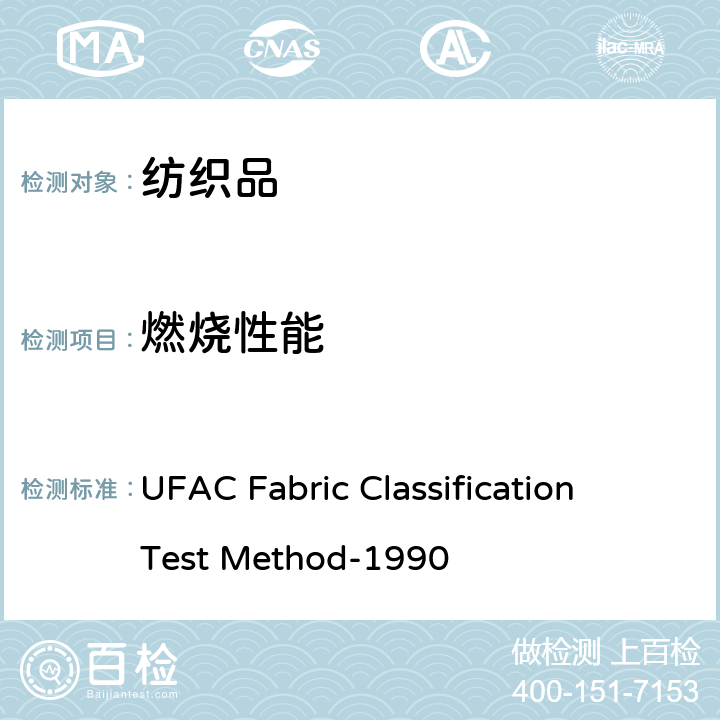 燃烧性能 UFAC Fabric Classification Test Method-1990 家具覆盖面料的分级测试方法 