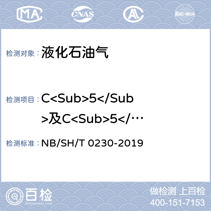 C<Sub>5</Sub>及C<Sub>5</Sub>以上烃类组分 液化石油气组成测定法(色谱法) NB/SH/T 0230-2019