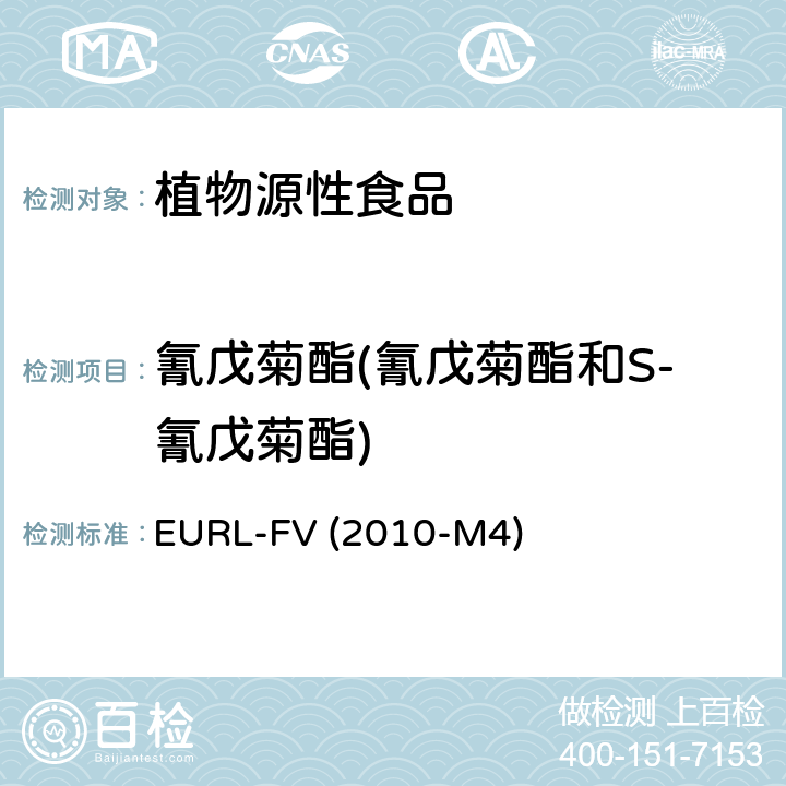 氰戊菊酯(氰戊菊酯和S-氰戊菊酯) 蔬菜、水果中农药多残留的测定-气相色谱质谱法 EURL-FV (2010-M4)