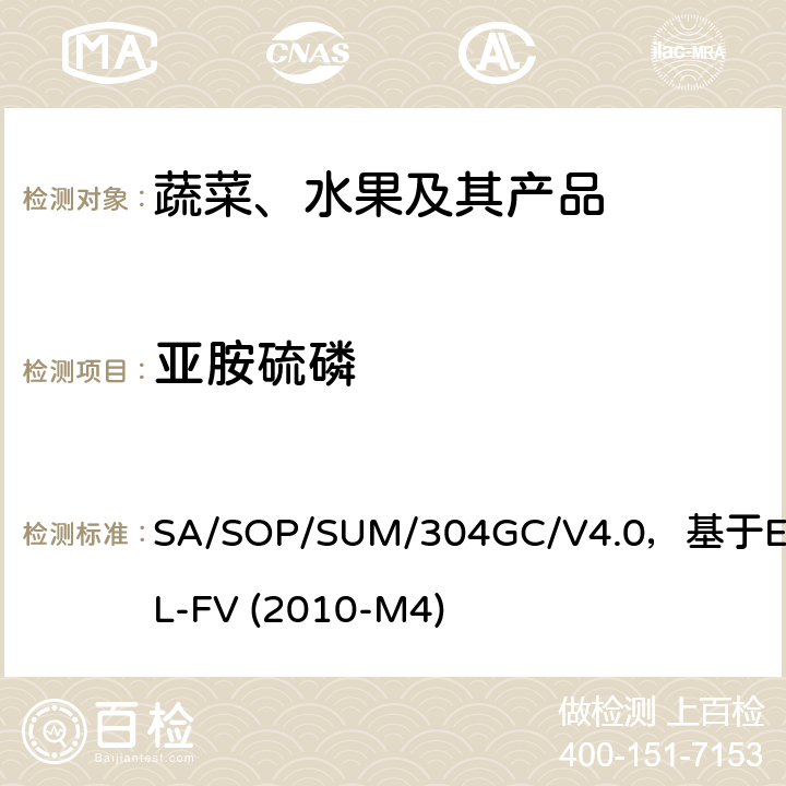 亚胺硫磷 蔬菜、水果中农药多残留的测定 气相色谱质谱及气相色谱串联质谱法 SA/SOP/SUM/304GC/V4.0，基于EURL-FV (2010-M4)