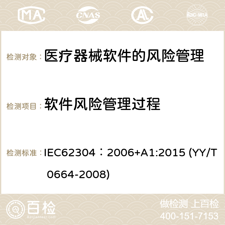 软件风险管理过程 医疗器械软件 软件生存周期过程 IEC62304：2006+A1:2015 (YY/T 0664-2008) 7