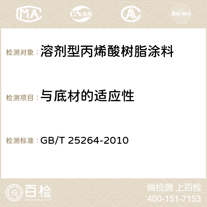 与底材的适应性 《溶剂型丙烯酸树脂涂料》 GB/T 25264-2010 5