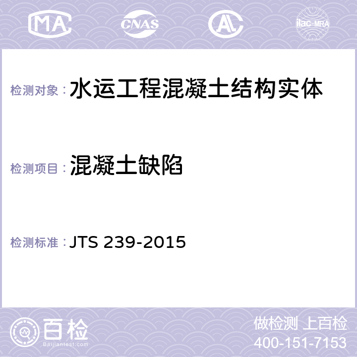 混凝土缺陷 《水运工程混凝土结构实体检测技术规程》 JTS 239-2015 4