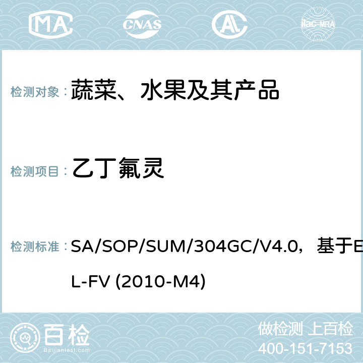 乙丁氟灵 蔬菜、水果中农药多残留的测定 气相色谱质谱及气相色谱串联质谱法 SA/SOP/SUM/304GC/V4.0，基于EURL-FV (2010-M4)