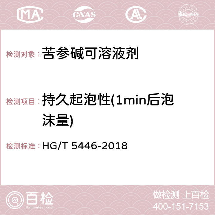 持久起泡性(1min后泡沫量) 苦参碱可溶液剂 HG/T 5446-2018 4.6