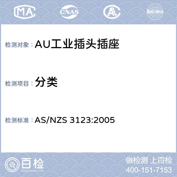 分类 工业用插头插座耦合器的验证和测试规范 AS/NZS 3123:2005 6