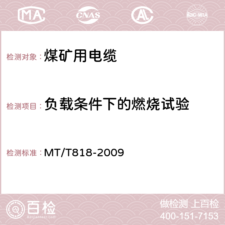 负载条件下的燃烧试验 MT/T 818-2009 煤矿用电缆 MT/T818-2009 6.17