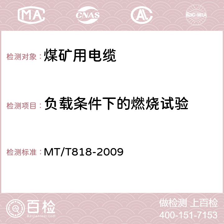 负载条件下的燃烧试验 煤矿用电缆 MT/T818-2009 6.17