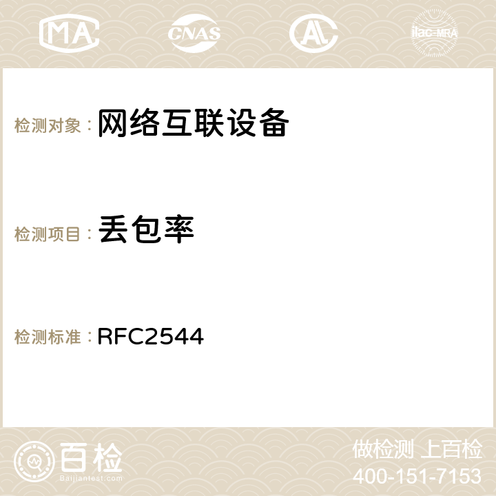 丢包率 网络互联设备测试的基准方法 RFC2544 26.3