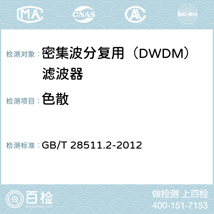色散 平面光波导集成光路器件 第2部分：基于阵列波导光栅（AWG）技术的密集波分复用（DWDM）滤波器 GB/T 28511.2-2012