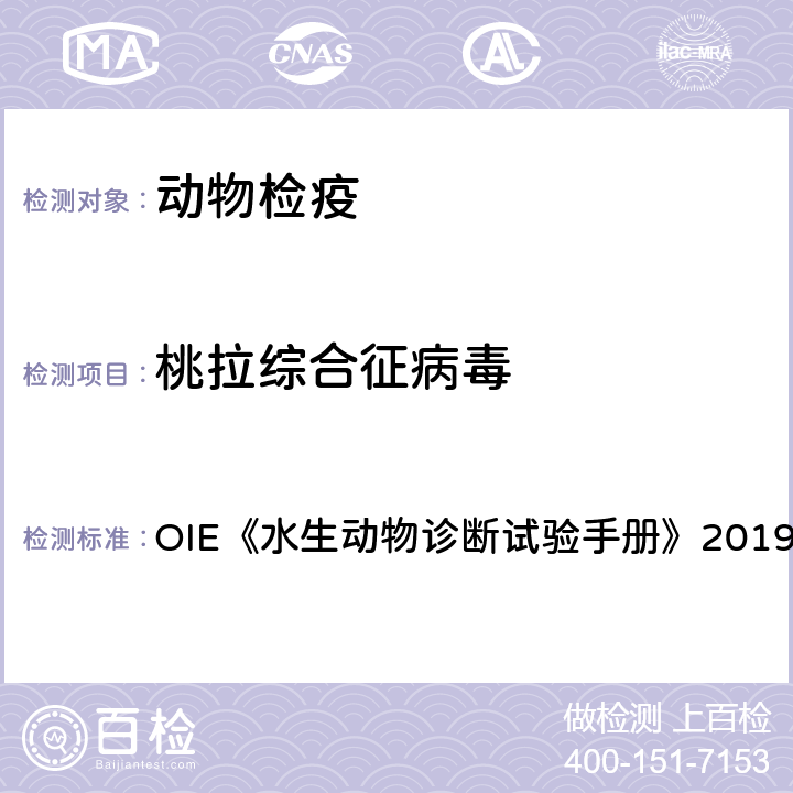 桃拉综合征病毒 桃拉综合征病毒感染 OIE《水生动物诊断试验手册》2019版 2.2.7章