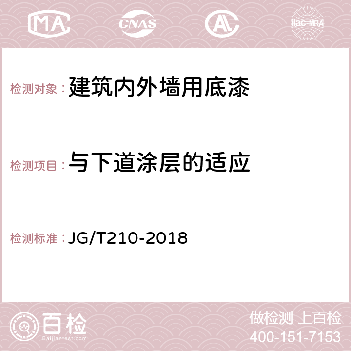 与下道涂层的适应 建筑内外墙用底漆 JG/T210-2018 6.16