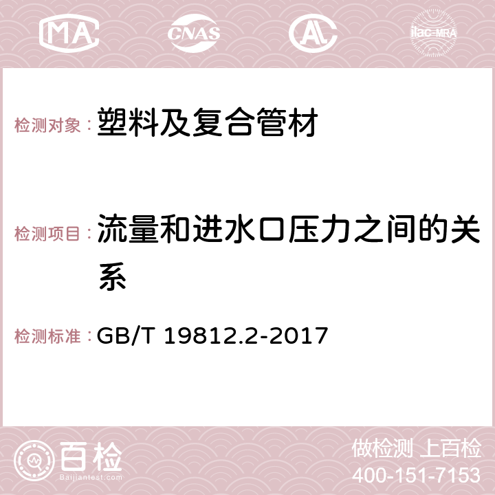 流量和进水口压力之间的关系 塑料节水灌溉器材 第2部分：压力补偿式滴头及滴灌管 GB/T 19812.2-2017 8.5