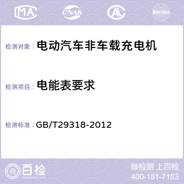 电能表要求 《电动汽车非车载充电机电能计量》 GB/T29318-2012 5.1