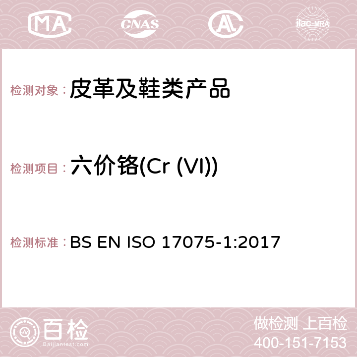 六价铬(Cr (VI)) 皮革 化学试验 六价铬含量的测定 第一部分 比色法 BS EN ISO 17075-1:2017