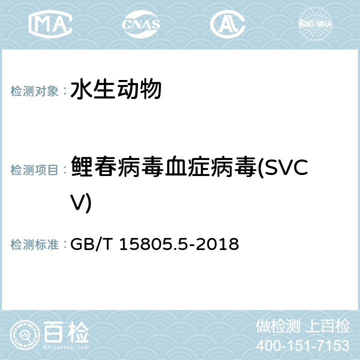 鲤春病毒血症病毒(SVCV) 鱼类检疫方法 第5部分 鲤春病毒血症病毒(SVCV) GB/T 15805.5-2018