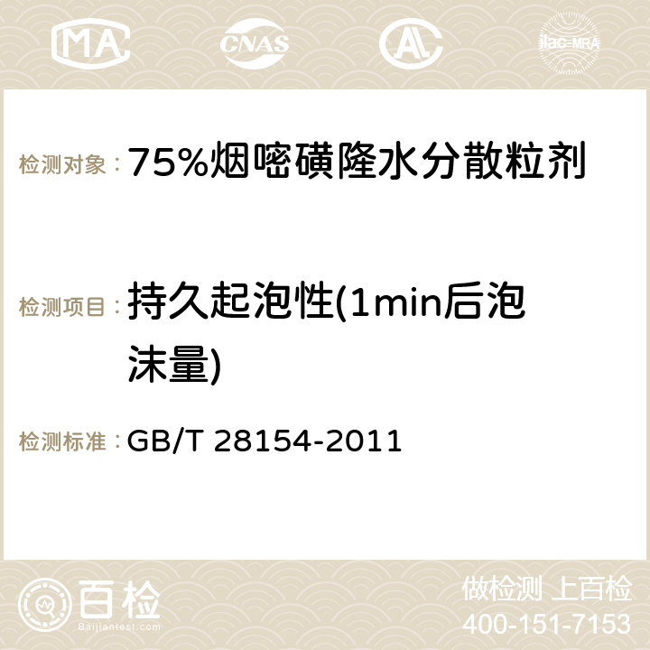 持久起泡性(1min后泡沫量) 75%烟嘧磺隆水分散粒剂 GB/T 28154-2011 4.11