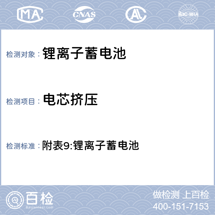 电芯挤压 电器产品的技术标准内阁修改指令 附表9:锂离子蓄电池 3.(5)