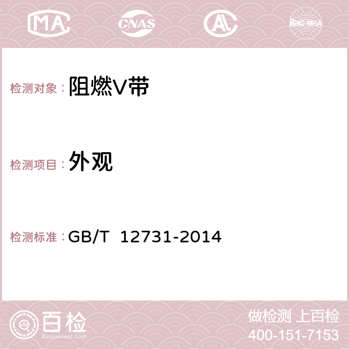 外观 阻燃V带 GB/T 12731-2014 4.2/5.2