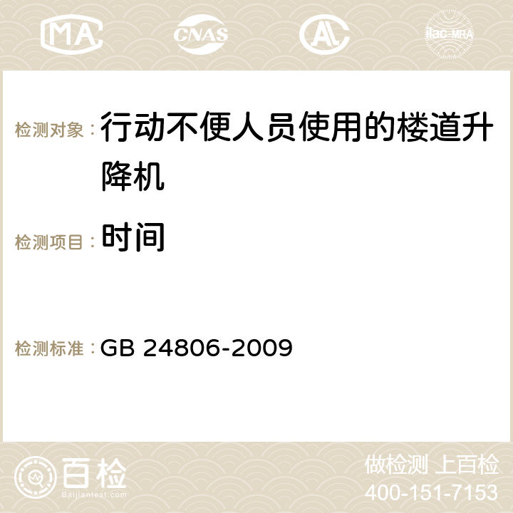 时间 《行动不便人员使用的楼道升降机》 GB 24806-2009