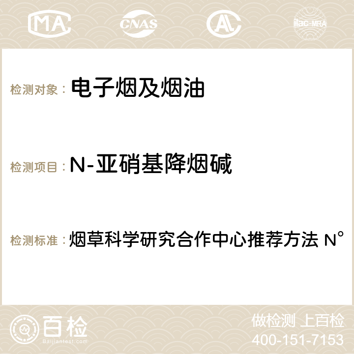 N-亚硝基降烟碱 主流烟气中特定亚硝胺的测定 液相色谱质谱质谱法 烟草科学研究合作中心推荐方法 N°75