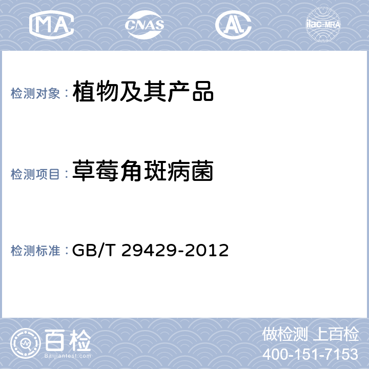 草莓角斑病菌 草莓角斑病菌检疫鉴定 GB/T 29429-2012