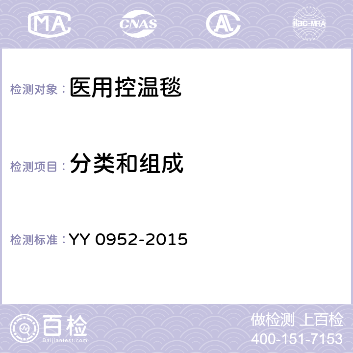分类和组成 YY/T 0952-2015 【强改推】医用控温毯