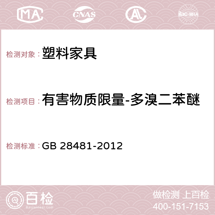 有害物质限量-多溴二苯醚 塑料家具中有害物质限量 GB 28481-2012 5.6