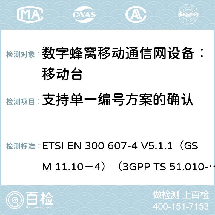 支持单一编号方案的确认 数字蜂窝通信系统 移动台一致性规范（第四部分）：STK 一致性规范 ETSI EN 300 607-4 V5.1.1（GSM 11.10－4）（3GPP TS 51.010-4.7.0） ETSI EN 300 607-4 V5.1.1（GSM 11.10－4）（3GPP TS 51.010-4.7.0）