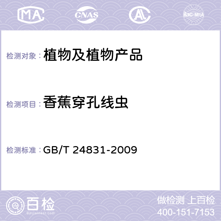 香蕉穿孔线虫 香蕉穿孔线虫检疫检验方法 GB/T 24831-2009