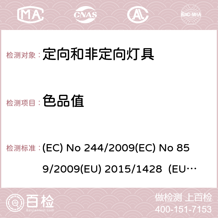 色品值 非定向家用型灯具 (EC) No 244/2009
(EC) No 859/2009
(EU) 2015/1428 (EU) No 874/2012 ANNEX III.2