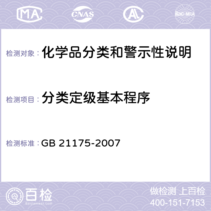 分类定级基本程序 危险货物分类定级基本程序 GB 21175-2007