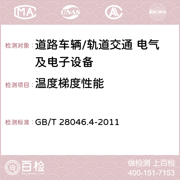 温度梯度性能 道路车辆 电气及电子设备的环境条件和试验 第4部分：气候负荷 GB/T 28046.4-2011 5.2