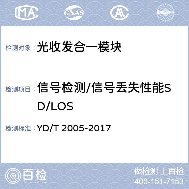 信号检测/信号丢失性能SD/LOS 用于光纤通道的光收发模块技术条件 YD/T 2005-2017