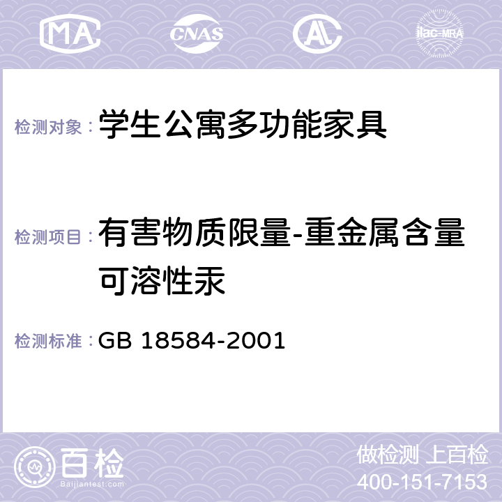 有害物质限量-重金属含量可溶性汞 室内装饰装修材料 木家具中有害物质限量 GB 18584-2001 5.2