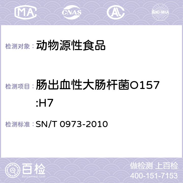 肠出血性大肠杆菌O157:H7 进出口肉、肉制品及其他食品中肠出血性大肠杆菌O157:H7检验方法 SN/T 0973-2010