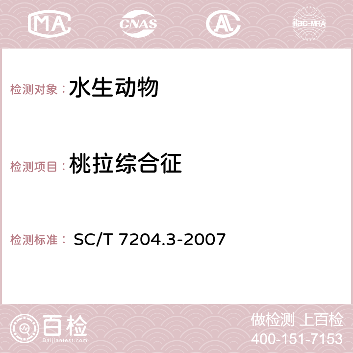桃拉综合征 对虾桃拉综合征诊断规程 第3部分:RT-PCR检测法 
 SC/T 7204.3-2007