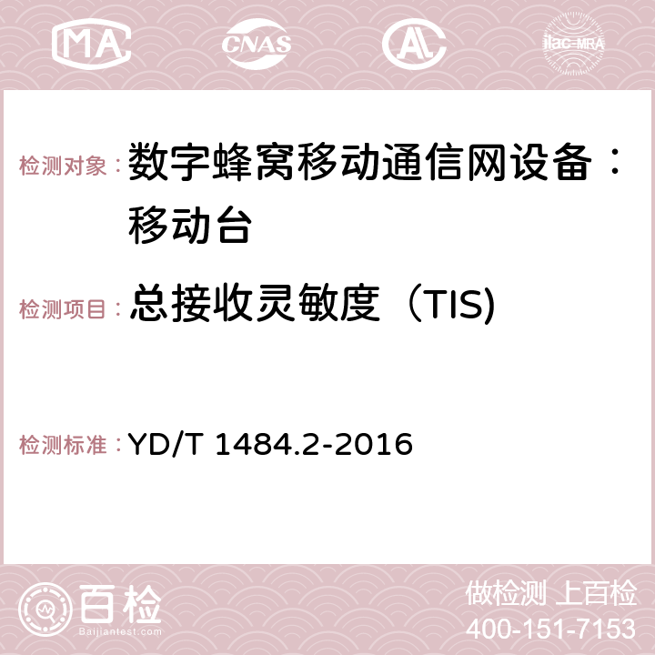 总接收灵敏度（TIS) 无线终端空间射频辐射功率和接收机性能测量方法 第2部分：GSM无线终端 YD/T 1484.2-2016 6