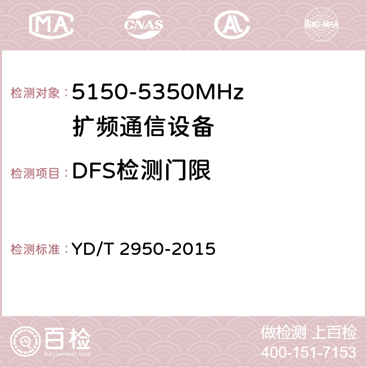 DFS检测门限 《5GHz无线接入系统动态频率选择（DFS）技术要求和测试方法》 YD/T 2950-2015 3.1