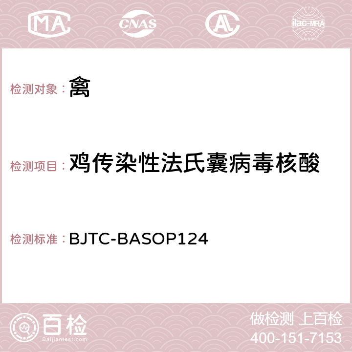 鸡传染性法氏囊病毒核酸 BJTC-BASOP 124 鸡传染性法氏囊病毒荧光RT-PCR检测方法 BJTC-BASOP124