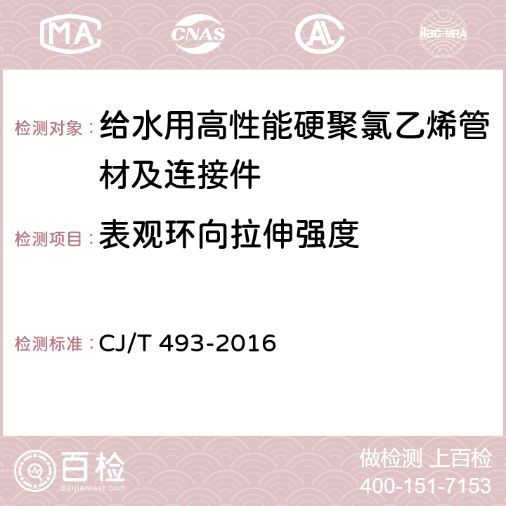 表观环向拉伸强度 给水用高性能硬聚氯乙烯管材及连接件 CJ/T 493-2016 附录B