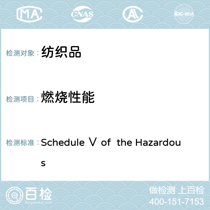 燃烧性能 Schedule Ⅴ of  the Hazardous 加拿大危险产品法 目录5:玩具,长毛绒玩具和柔软玩具的表面覆盖平纹或者起绒面料的测试 Schedule Ⅴ of the Hazardous