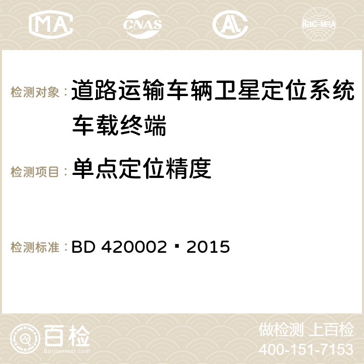 单点定位精度 北斗/全球卫星导航系统(GNSS)测量型 OEM 板性能要求及测试方法 BD 420002—2015 5.3.1