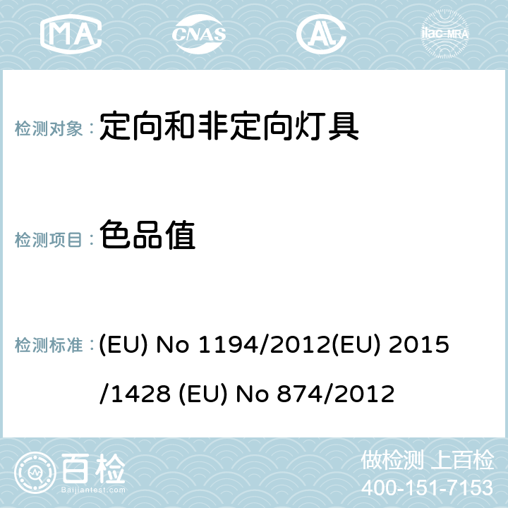 色品值 定向LED灯和相关设备 (EU) No 1194/2012
(EU) 2015/1428 (EU) No 874/2012 ANNEX III.2