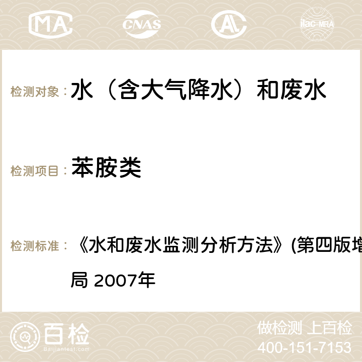 苯胺类 高效液相色谱法 《水和废水监测分析方法》(第四版增补版)国家环境保护总局 2007年 4.4.5