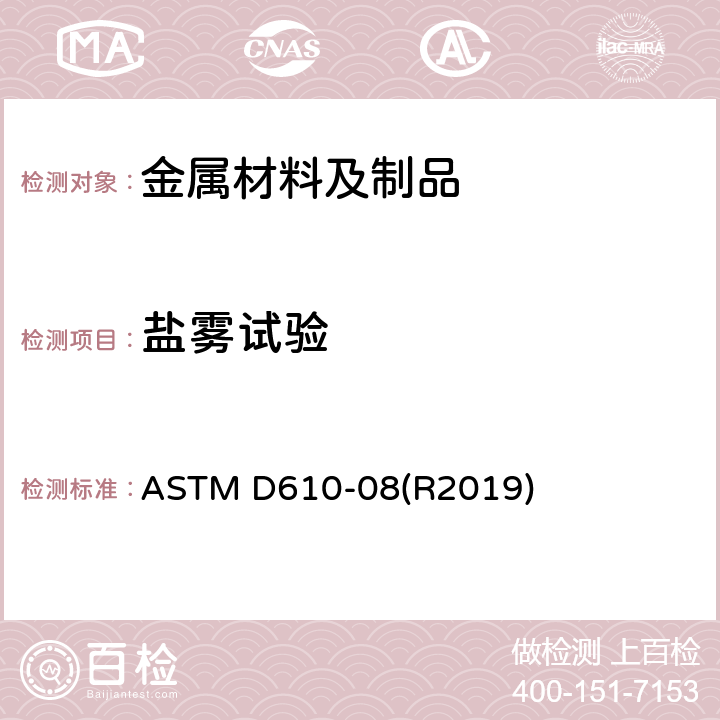 盐雾试验 涂漆钢表面锈蚀程度评价的标准试验方法 ASTM D610-08(R2019)