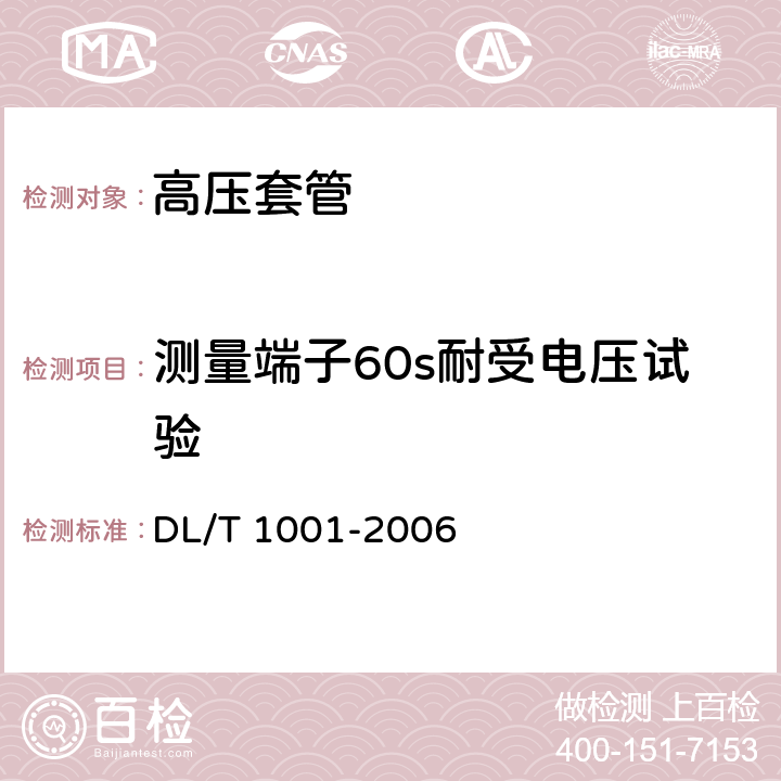 测量端子60s耐受电压试验 复合绝缘高压穿墙套管技术条件 DL/T 1001-2006 表3.5