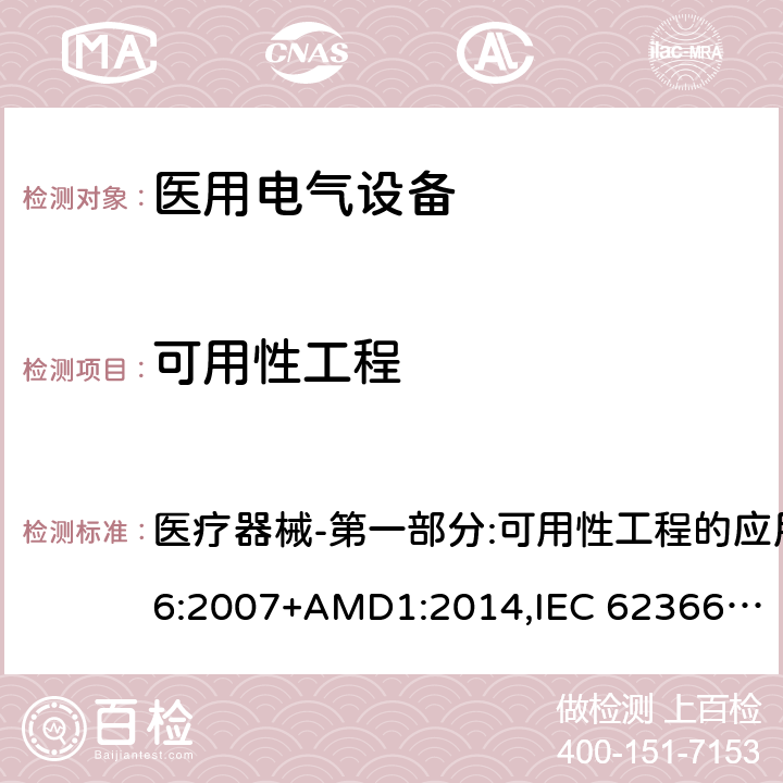 可用性工程 IEC 62366-2007 医疗设备 可用性工程学对医疗设备的应用